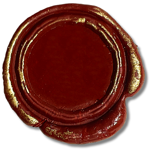 red wax seal with gold edge premium certification, letter, invitation, luxurious
