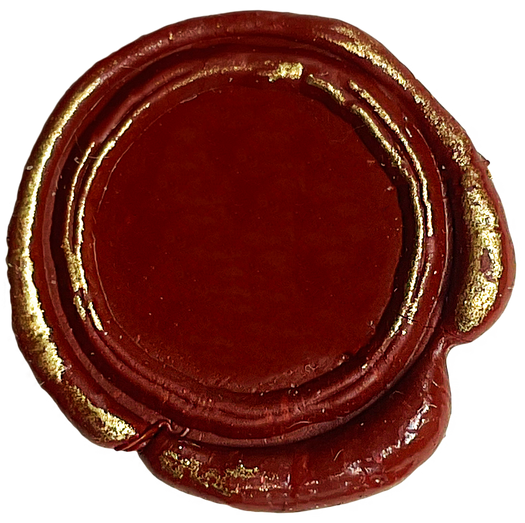 red wax seal with gold edge premium certification, letter, invitation, luxurious